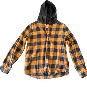 Roebuck & Co Plaid Hooded Flannel Shirt | Kids L (14/16)
